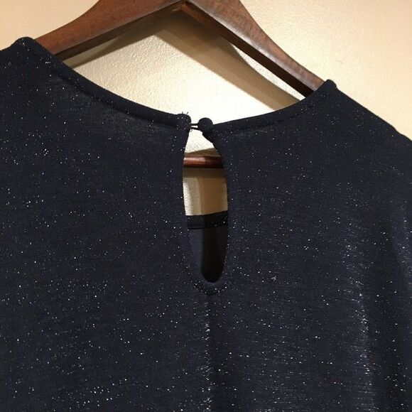 NWT Maurices M Metallic Tiered Long Sleeve‎ Skater Dress Navy Blue Sparkle Party - Picture 8 of 14